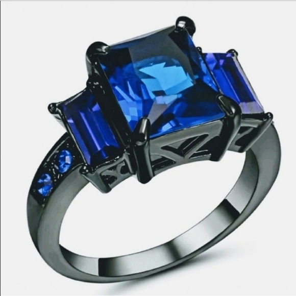 Black Gold Filled Sapphire Ring - Picture 8 of 8
